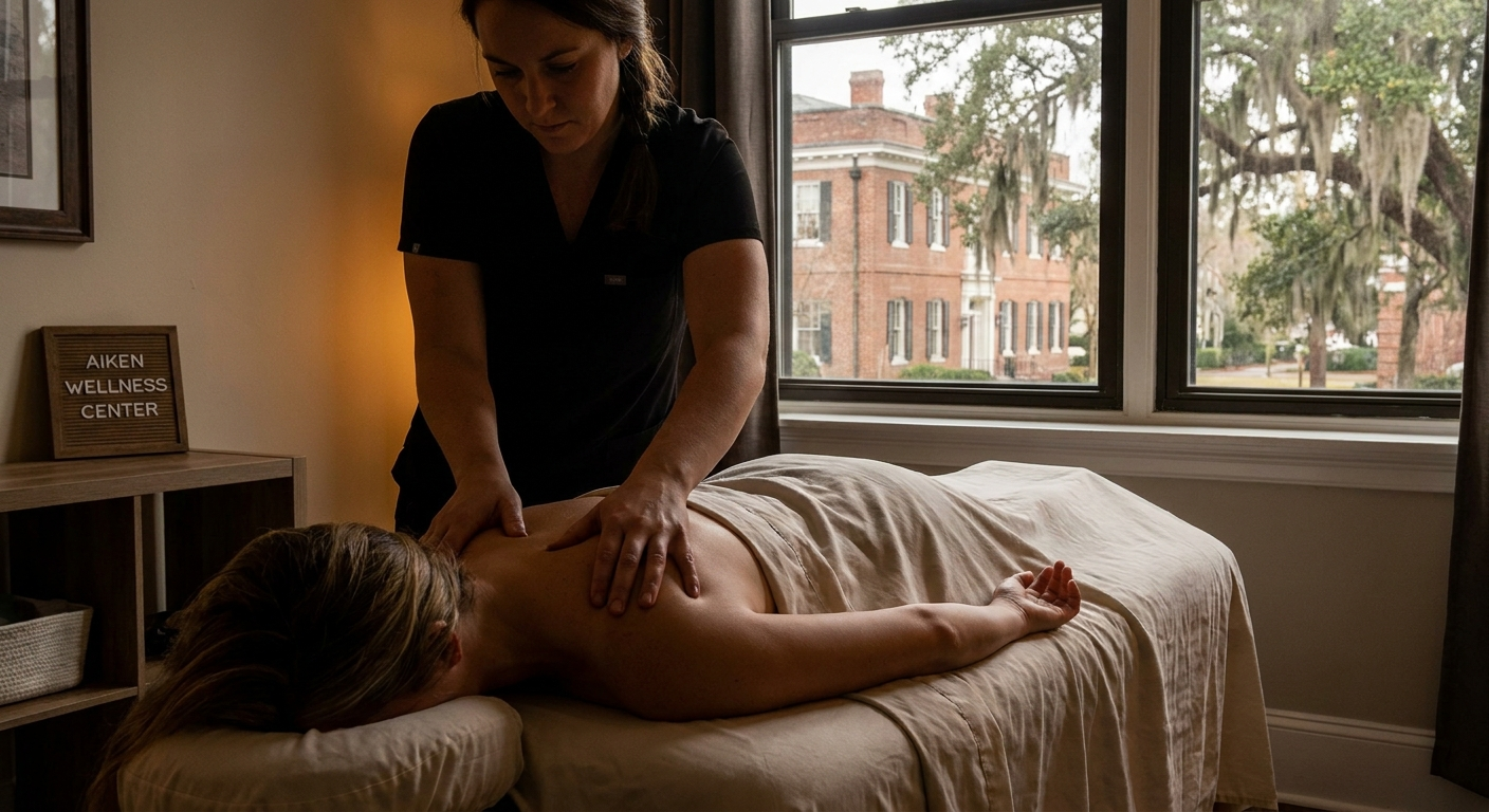 Deep tissue massage for neck and shoulder pain relief in Aiken